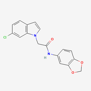 N-1,3-benzodioxol-5-yl-2-(6-chloro-1H-indol-1-yl)acetamide