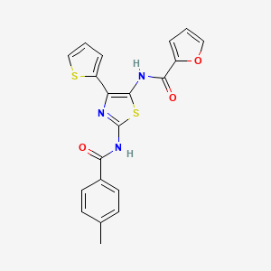 molecular formula C20H15N3O3S2 B11142310 N-[2-{[(4-methylphenyl)carbonyl]amino}-4-(thiophen-2-yl)-1,3-thiazol-5-yl]furan-2-carboxamide 