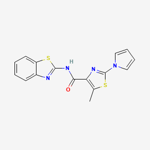 molecular formula C16H12N4OS2 B11142389 N-(1,3-benzothiazol-2-yl)-5-methyl-2-(1H-pyrrol-1-yl)-1,3-thiazole-4-carboxamide 