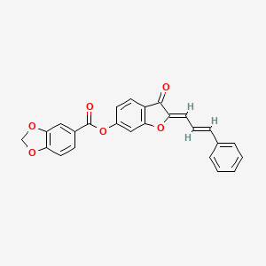 3-oxo-2-[(Z,2E)-3-phenyl-2-propenylidene]-1-benzofuran-6(3H)-yl 1,3-benzodioxole-5-carboxylate