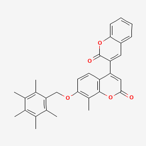 molecular formula C31H28O5 B11142401 8'-methyl-7'-[(pentamethylbenzyl)oxy]-2H,2'H-3,4'-bichromene-2,2'-dione 