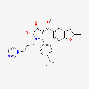 molecular formula C29H31N3O4 B11142436 3-hydroxy-1-[3-(1H-imidazol-1-yl)propyl]-4-[(2-methyl-2,3-dihydro-1-benzofuran-5-yl)carbonyl]-5-[4-(propan-2-yl)phenyl]-1,5-dihydro-2H-pyrrol-2-one 