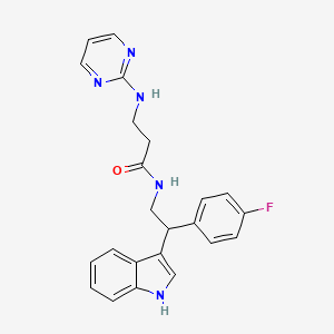 N-[2-(4-fluorophenyl)-2-(1H-indol-3-yl)ethyl]-3-(2-pyrimidinylamino)propanamide