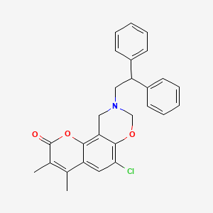 molecular formula C27H24ClNO3 B11142451 6-chloro-9-(2,2-diphenylethyl)-3,4-dimethyl-9,10-dihydro-2H,8H-chromeno[8,7-e][1,3]oxazin-2-one 