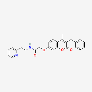 2-[(3-benzyl-4-methyl-2-oxo-2H-chromen-7-yl)oxy]-N-[2-(2-pyridyl)ethyl]acetamide