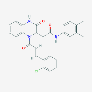 2-{1-[(2E)-3-(2-chlorophenyl)prop-2-enoyl]-3-oxo-1,2,3,4-tetrahydroquinoxalin-2-yl}-N-(3,4-dimethylphenyl)acetamide