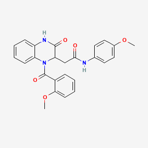 molecular formula C25H23N3O5 B11142529 N-(4-methoxyphenyl)-2-{1-[(2-methoxyphenyl)carbonyl]-3-oxo-1,2,3,4-tetrahydroquinoxalin-2-yl}acetamide 