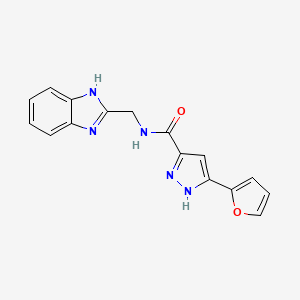 molecular formula C16H13N5O2 B11142546 N-(1H-benzimidazol-2-ylmethyl)-5-(furan-2-yl)-1H-pyrazole-3-carboxamide 