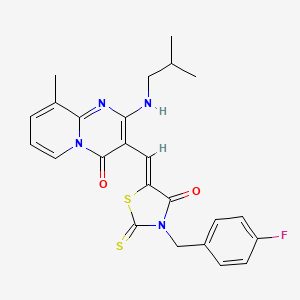 3-{(Z)-[3-(4-fluorobenzyl)-4-oxo-2-thioxo-1,3-thiazolidin-5-ylidene]methyl}-9-methyl-2-[(2-methylpropyl)amino]-4H-pyrido[1,2-a]pyrimidin-4-one