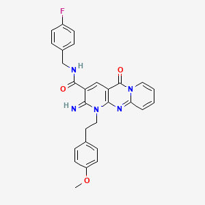 N-[(4-fluorophenyl)methyl]-6-imino-7-[2-(4-methoxyphenyl)ethyl]-2-oxo-1,7,9-triazatricyclo[8.4.0.03,8]tetradeca-3(8),4,9,11,13-pentaene-5-carboxamide