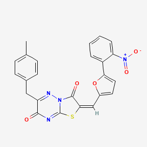 (2E)-6-(4-methylbenzyl)-2-{[5-(2-nitrophenyl)furan-2-yl]methylidene}-7H-[1,3]thiazolo[3,2-b][1,2,4]triazine-3,7(2H)-dione