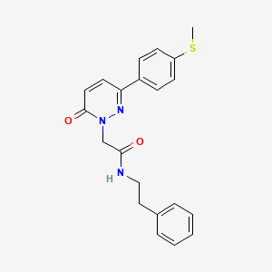 molecular formula C21H21N3O2S B11142609 2-[3-[4-(methylsulfanyl)phenyl]-6-oxo-1(6H)-pyridazinyl]-N~1~-phenethylacetamide 