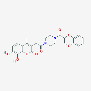 3-[2-[4-(2,3-Dihydro-1,4-benzodioxin-3-carbonyl)piperazino]-2-keto-ethyl]-7,8-dihydroxy-4-methyl-coumarin