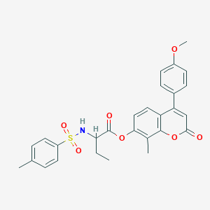 4-(4-methoxyphenyl)-8-methyl-2-oxo-2H-chromen-7-yl 2-{[(4-methylphenyl)sulfonyl]amino}butanoate