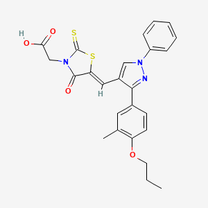 [(5Z)-5-{[3-(3-methyl-4-propoxyphenyl)-1-phenyl-1H-pyrazol-4-yl]methylidene}-4-oxo-2-thioxo-1,3-thiazolidin-3-yl]acetic acid