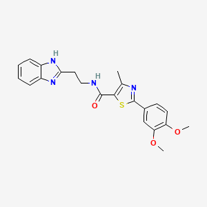 molecular formula C22H22N4O3S B11142670 N-[2-(1H-benzimidazol-2-yl)ethyl]-2-(3,4-dimethoxyphenyl)-4-methyl-1,3-thiazole-5-carboxamide 