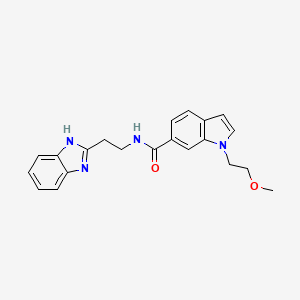 molecular formula C21H22N4O2 B11142672 N-[2-(1H-1,3-benzimidazol-2-yl)ethyl]-1-(2-methoxyethyl)-1H-indole-6-carboxamide 