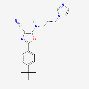 2-(4-tert-butylphenyl)-5-{[3-(1H-imidazol-1-yl)propyl]amino}-1,3-oxazole-4-carbonitrile