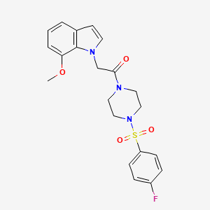 molecular formula C21H22FN3O4S B11142702 1-{4-[(4-fluorophenyl)sulfonyl]piperazin-1-yl}-2-(7-methoxy-1H-indol-1-yl)ethanone 