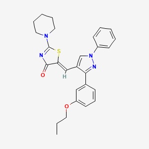 5-{(Z)-1-[1-phenyl-3-(3-propoxyphenyl)-1H-pyrazol-4-yl]methylidene}-2-piperidino-1,3-thiazol-4-one