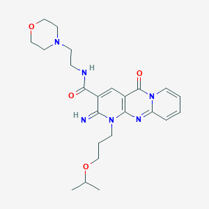 6-imino-N-(2-morpholin-4-ylethyl)-2-oxo-7-(3-propan-2-yloxypropyl)-1,7,9-triazatricyclo[8.4.0.03,8]tetradeca-3(8),4,9,11,13-pentaene-5-carboxamide