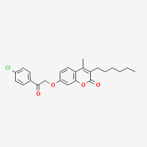 molecular formula C24H25ClO4 B11142742 7-[2-(4-chlorophenyl)-2-oxoethoxy]-3-hexyl-4-methyl-2H-chromen-2-one 