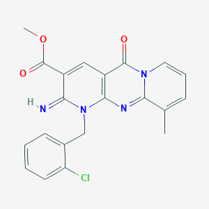 molecular formula C21H17ClN4O3 B11142751 methyl 7-[(2-chlorophenyl)methyl]-6-imino-11-methyl-2-oxo-1,7,9-triazatricyclo[8.4.0.03,8]tetradeca-3(8),4,9,11,13-pentaene-5-carboxylate 