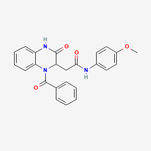 molecular formula C24H21N3O4 B11142759 2-(1-benzoyl-3-oxo-1,2,3,4-tetrahydroquinoxalin-2-yl)-N-(4-methoxyphenyl)acetamide 