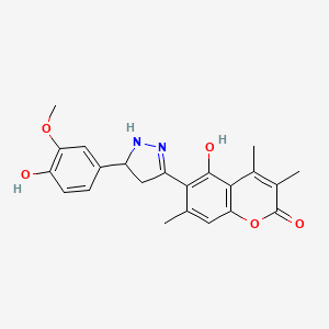 5-hydroxy-6-[5-(4-hydroxy-3-methoxyphenyl)-4,5-dihydro-1H-pyrazol-3-yl]-3,4,7-trimethyl-2H-chromen-2-one