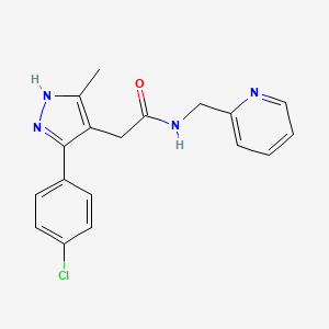 2-[5-(4-chlorophenyl)-3-methyl-1H-pyrazol-4-yl]-N-(pyridin-2-ylmethyl)acetamide