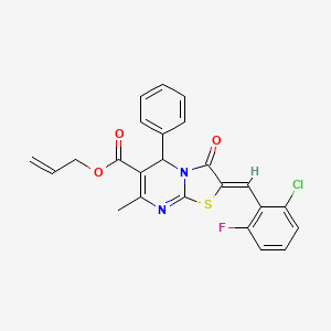 molecular formula C24H18ClFN2O3S B11142820 prop-2-en-1-yl (2Z)-2-(2-chloro-6-fluorobenzylidene)-7-methyl-3-oxo-5-phenyl-2,3-dihydro-5H-[1,3]thiazolo[3,2-a]pyrimidine-6-carboxylate 