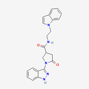 molecular formula C22H21N5O2 B11142828 1-(1H-indazol-3-yl)-N-[2-(1H-indol-1-yl)ethyl]-5-oxopyrrolidine-3-carboxamide 