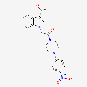 molecular formula C22H22N4O4 B11142847 2-(3-acetyl-1H-indol-1-yl)-1-(4-(4-nitrophenyl)piperazin-1-yl)ethanone 