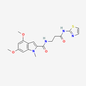 molecular formula C18H20N4O4S B11142865 4,6-dimethoxy-1-methyl-N-[3-oxo-3-(1,3-thiazol-2-ylamino)propyl]-1H-indole-2-carboxamide 