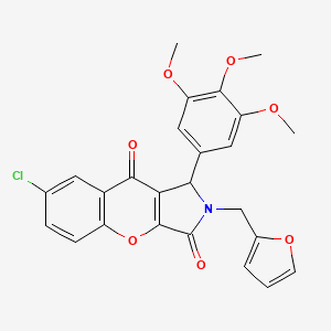 molecular formula C25H20ClNO7 B11142896 7-Chloro-2-(furan-2-ylmethyl)-1-(3,4,5-trimethoxyphenyl)-1,2-dihydrochromeno[2,3-c]pyrrole-3,9-dione 