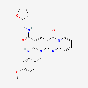 molecular formula C25H25N5O4 B11142921 6-imino-7-[(4-methoxyphenyl)methyl]-2-oxo-N-(oxolan-2-ylmethyl)-1,7,9-triazatricyclo[8.4.0.03,8]tetradeca-3(8),4,9,11,13-pentaene-5-carboxamide 