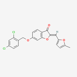 molecular formula C21H14Cl2O4 B11142923 6-[(2,4-dichlorobenzyl)oxy]-2-[(Z)-1-(5-methyl-2-furyl)methylidene]-1-benzofuran-3-one 