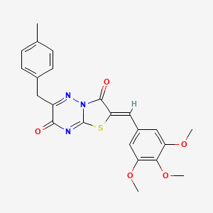 molecular formula C23H21N3O5S B11142932 (2Z)-6-(4-methylbenzyl)-2-(3,4,5-trimethoxybenzylidene)-7H-[1,3]thiazolo[3,2-b][1,2,4]triazine-3,7(2H)-dione 