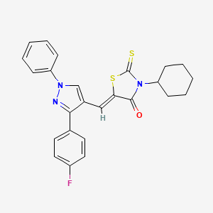 molecular formula C25H22FN3OS2 B11142938 (5Z)-3-cyclohexyl-5-{[3-(4-fluorophenyl)-1-phenyl-1H-pyrazol-4-yl]methylidene}-2-thioxo-1,3-thiazolidin-4-one 