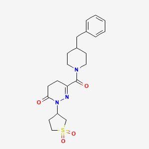 molecular formula C21H27N3O4S B11142955 6-[(4-benzylpiperidin-1-yl)carbonyl]-2-(1,1-dioxidotetrahydrothiophen-3-yl)-4,5-dihydropyridazin-3(2H)-one 