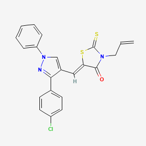 molecular formula C22H16ClN3OS2 B11142963 (5Z)-5-{[3-(4-chlorophenyl)-1-phenyl-1H-pyrazol-4-yl]methylidene}-3-(prop-2-en-1-yl)-2-thioxo-1,3-thiazolidin-4-one 