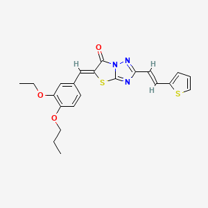 molecular formula C22H21N3O3S2 B11142993 (5Z)-5-(3-ethoxy-4-propoxybenzylidene)-2-[(E)-2-(thiophen-2-yl)ethenyl][1,3]thiazolo[3,2-b][1,2,4]triazol-6(5H)-one 