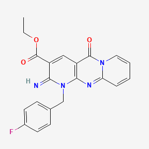 Ethyl 7-[(4-fluorophenyl)methyl]-6-imino-2-oxo-1,7,9-triazatricyclo[8.4.0.0^{3,8}]tetradeca-3(8),4,9,11,13-pentaene-5-carboxylate