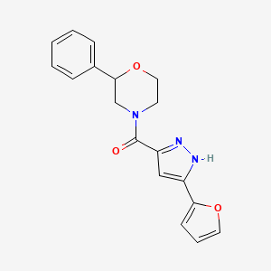 molecular formula C18H17N3O3 B11143183 [5-(2-furyl)-1H-pyrazol-3-yl](2-phenylmorpholino)methanone 