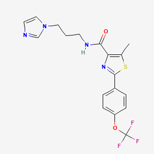 molecular formula C18H17F3N4O2S B11143242 N-[3-(1H-imidazol-1-yl)propyl]-5-methyl-2-[4-(trifluoromethoxy)phenyl]-1,3-thiazole-4-carboxamide 