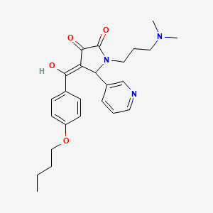 molecular formula C25H31N3O4 B11143299 4-[(4-butoxyphenyl)carbonyl]-1-[3-(dimethylamino)propyl]-3-hydroxy-5-(pyridin-3-yl)-1,5-dihydro-2H-pyrrol-2-one 