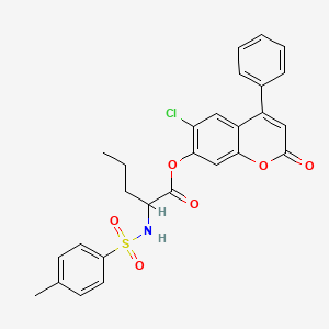 molecular formula C27H24ClNO6S B11143327 (6-chloro-2-oxo-4-phenylchromen-7-yl) 2-[(4-methylphenyl)sulfonylamino]pentanoate 