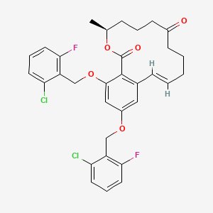 molecular formula C32H30Cl2F2O5 B11143331 (11E)-14,16-Bis[(2-chloro-6-fluorophenyl)methoxy]-3-methyl-3,4,5,6,7,8,9,10-octahydro-1H-2-benzoxacyclotetradecine-1,7-dione 