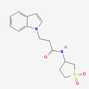 molecular formula C15H18N2O3S B11143336 N-(1,1-dioxidotetrahydrothiophen-3-yl)-3-(1H-indol-1-yl)propanamide 