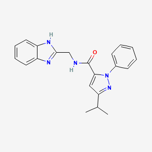 molecular formula C21H21N5O B11143374 N-(1H-1,3-benzimidazol-2-ylmethyl)-3-isopropyl-1-phenyl-1H-pyrazole-5-carboxamide 